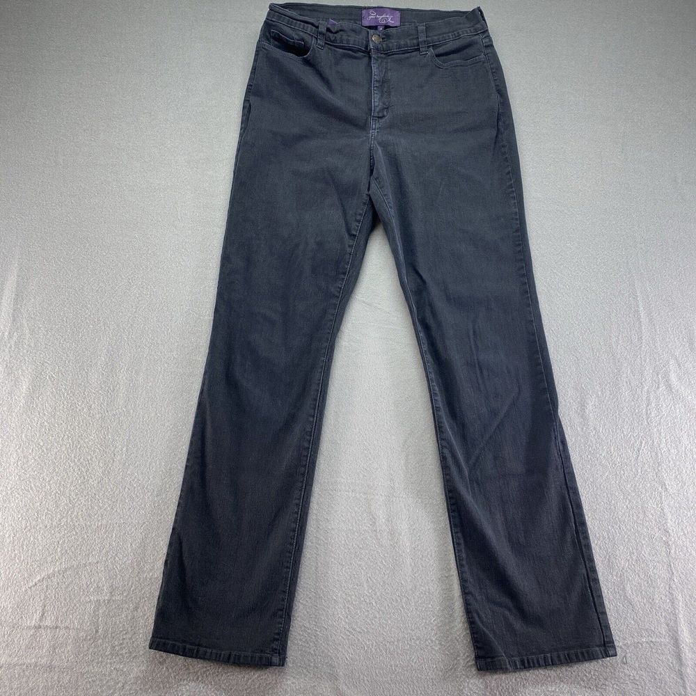 NYDJ Jeans Womens 14 Black Lift Tuck‎ High Rise Stretch Straight 30x31